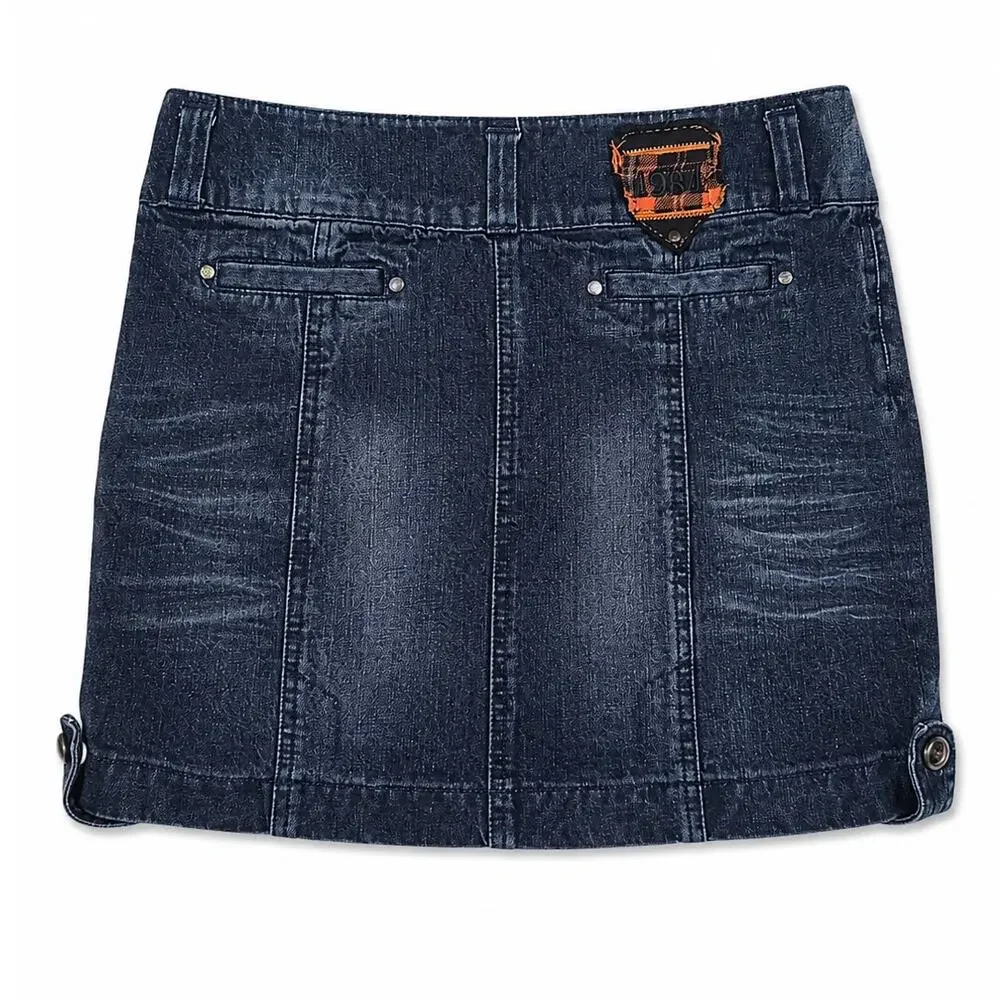 Desigual Denim Tweed Mini Skirt Size 40 Blue Purple Textured Boho Chic